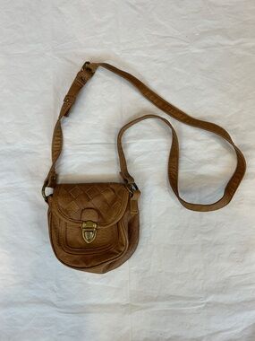 Brown Woven Leather Crossbody Bag - Women